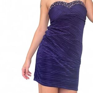 Morgan and Co bodycon bandage gemstone accent mini dress in royal blue purple